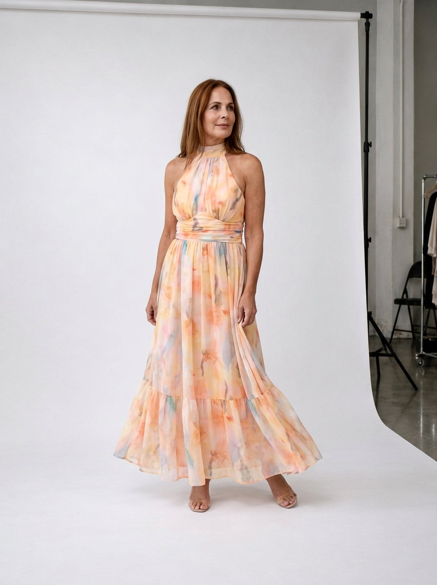 AURORA | Vestido escote Halter multicolor