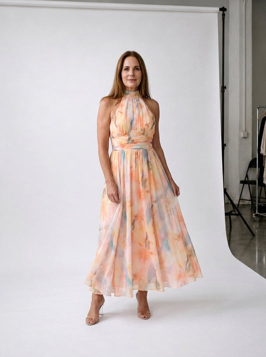 AURORA | Vestido escote Halter multicolor