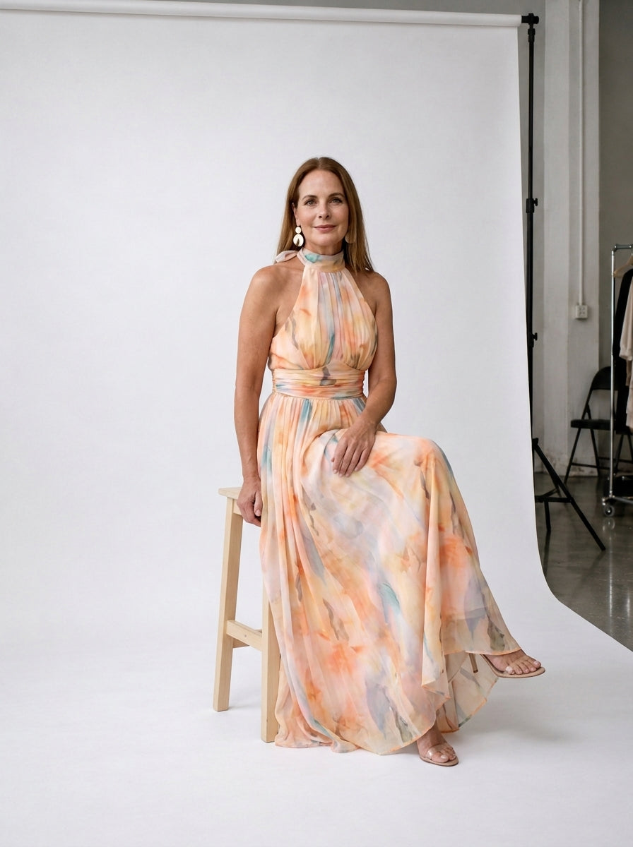AURORA | Vestido escote Halter multicolor