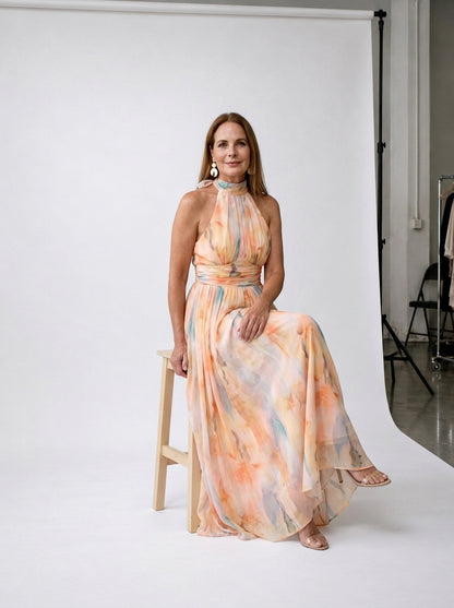 AURORA | Vestido escote Halter multicolor
